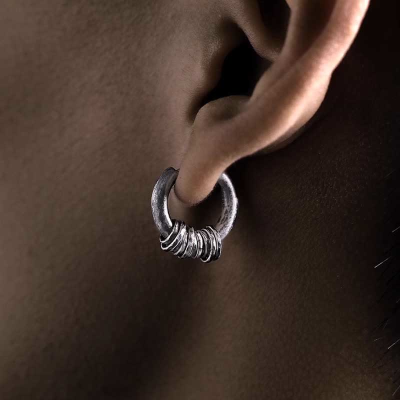 925 Sterling Silver Hand-hammered Protection Earrings
