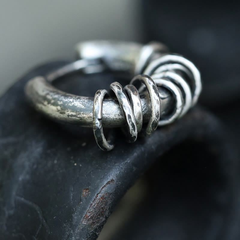 925 Sterling Silver Hand-hammered Protection Earrings