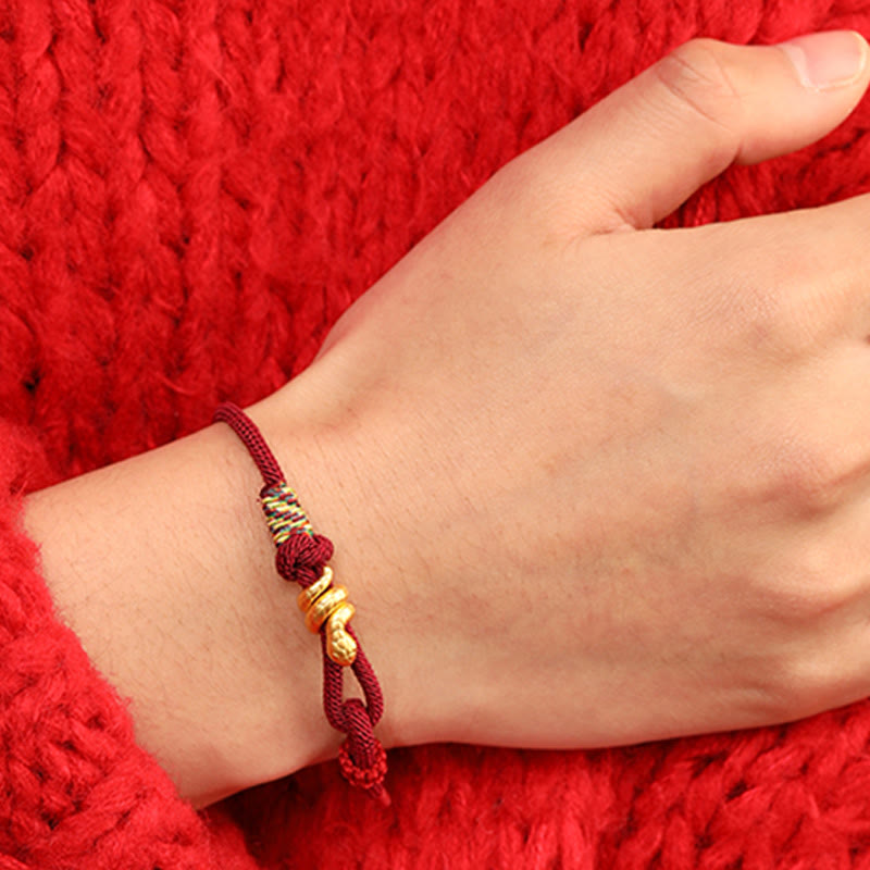 999 Gold Year of the Snake Design Handmade Luck Protection Rope Braided Bracelet