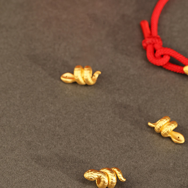 999 Gold Year of the Snake Design Handmade Luck Protection Rope Braided Bracelet