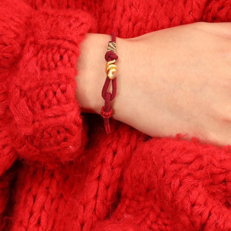 999 Gold Year of the Snake Design Handmade Luck Protection Rope Braided Bracelet