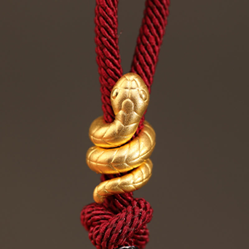 999 Gold Year of the Snake Design Handmade Luck Protection Rope Braided Bracelet