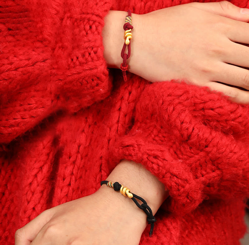 999 Gold Year of the Snake Design Handmade Luck Protection Rope Braided Bracelet