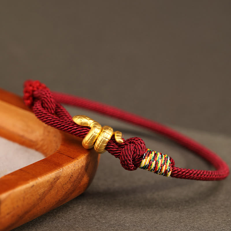 999 Gold Year of the Snake Design Handmade Luck Protection Rope Braided Bracelet