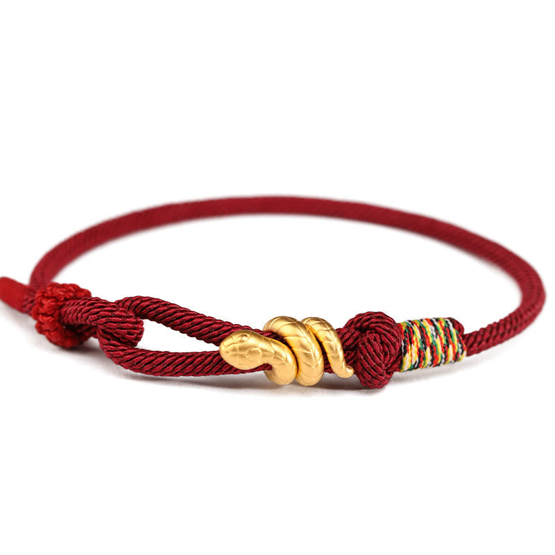 999 Gold Year of the Snake Design Handmade Luck Protection Rope Braided Bracelet