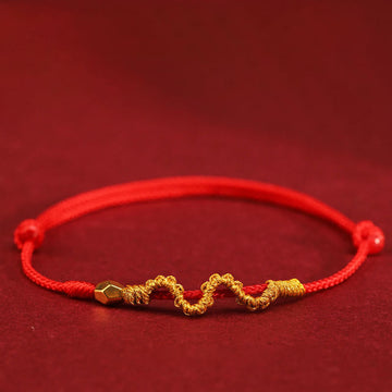 Handmade 24K Gold Year of the Snake Red String Braided Bracelet Anklet