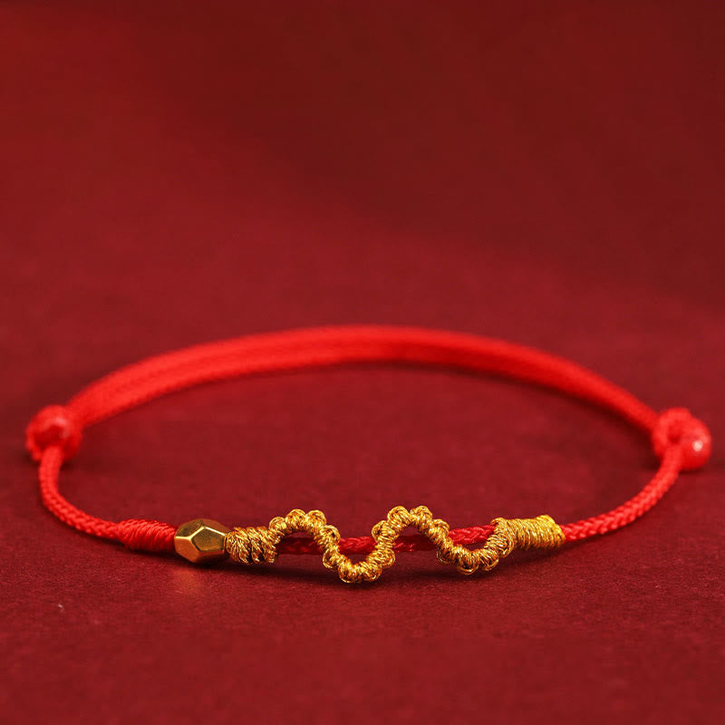 Handmade 24K Gold Year of the Snake Red String Braided Bracelet Anklet