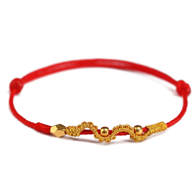 Handmade 24K Gold Year of the Snake Red String Braided Bracelet Anklet