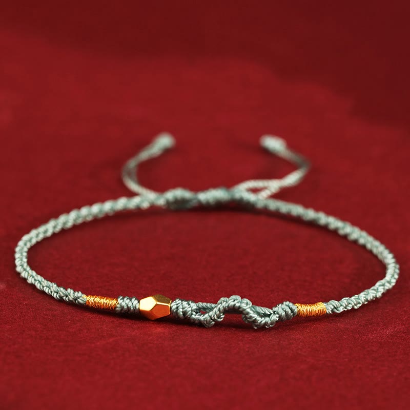 Adjustable Handmade Braided 24K Gold Snake Mini Bead Red String Bracelet
