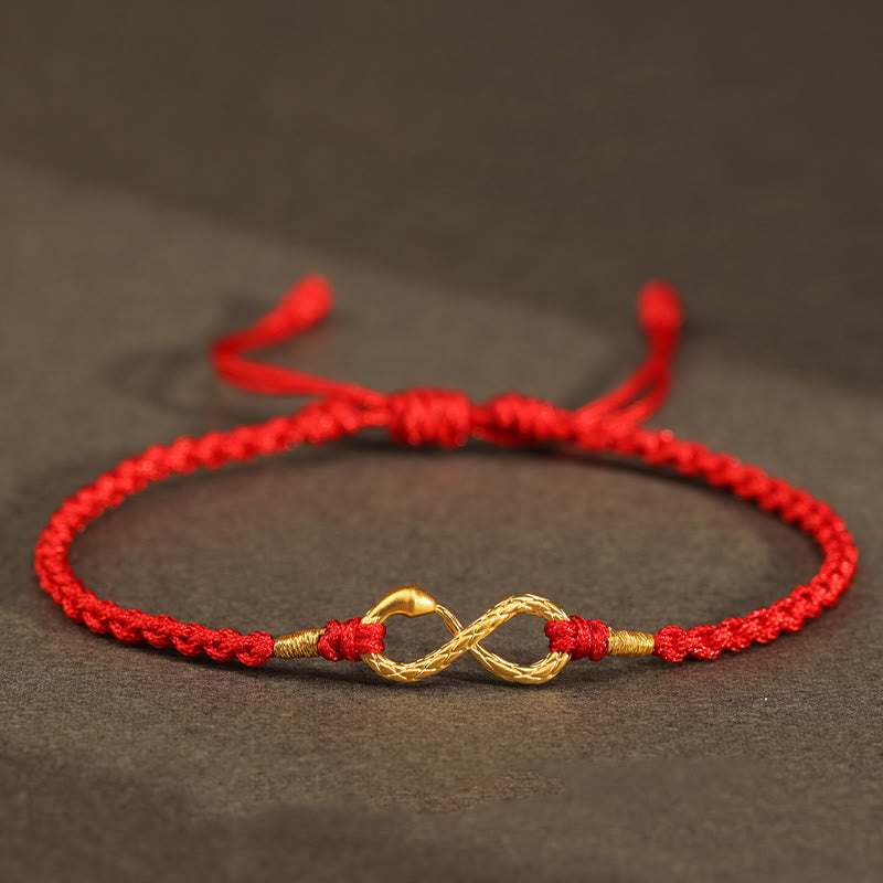 999 Gold Year of the Snake Eternal Endless Knot Infinity Handmade Luck Bracelet