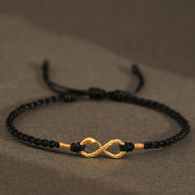 999 Gold Year of the Snake Eternal Endless Knot Infinity Handmade Luck Bracelet