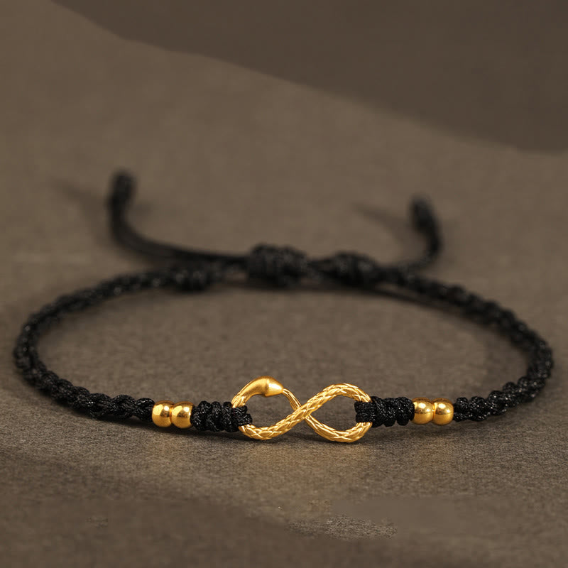 999 Gold Year of the Snake Eternal Endless Knot Infinity Handmade Luck Bracelet