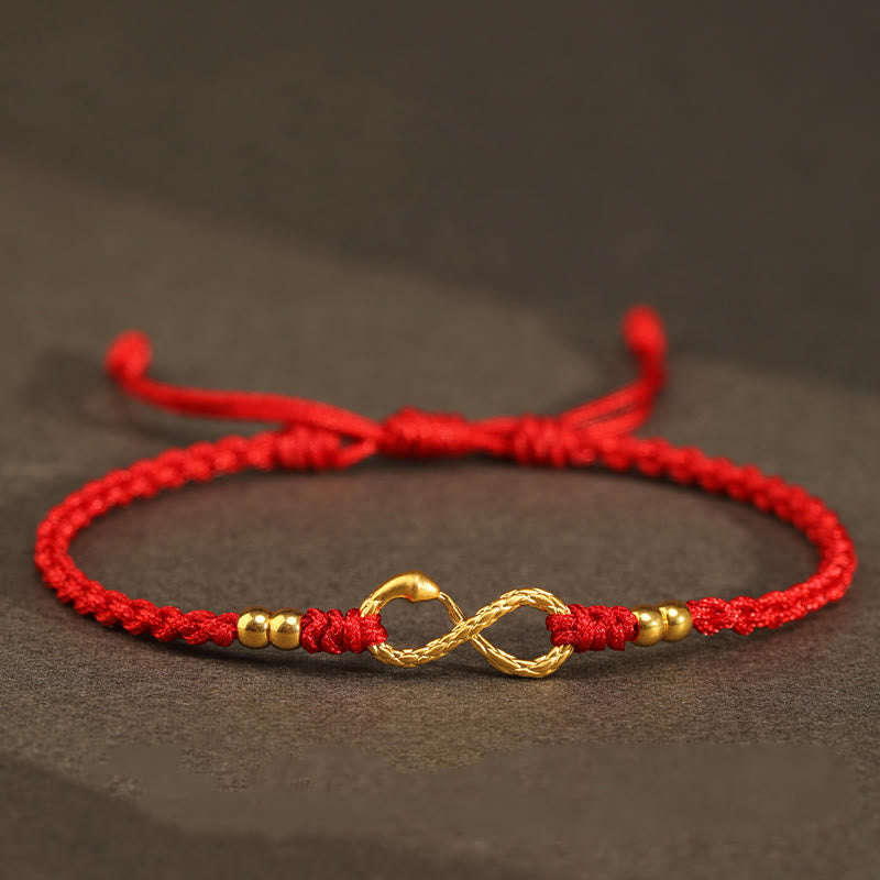 999 Gold Year of the Snake Eternal Endless Knot Infinity Handmade Luck Bracelet
