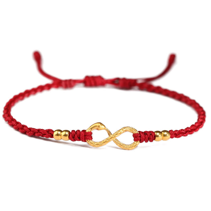 999 Gold Year of the Snake Eternal Endless Knot Infinity Handmade Luck Bracelet