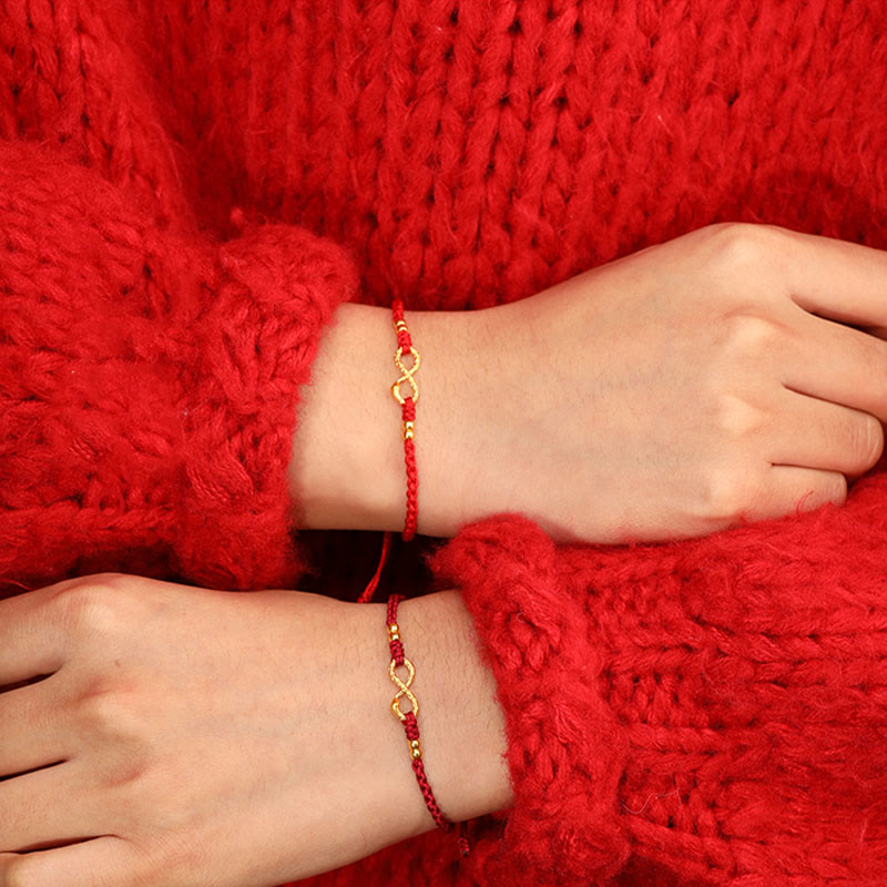 999 Gold Year of the Snake Eternal Endless Knot Infinity Handmade Luck Bracelet