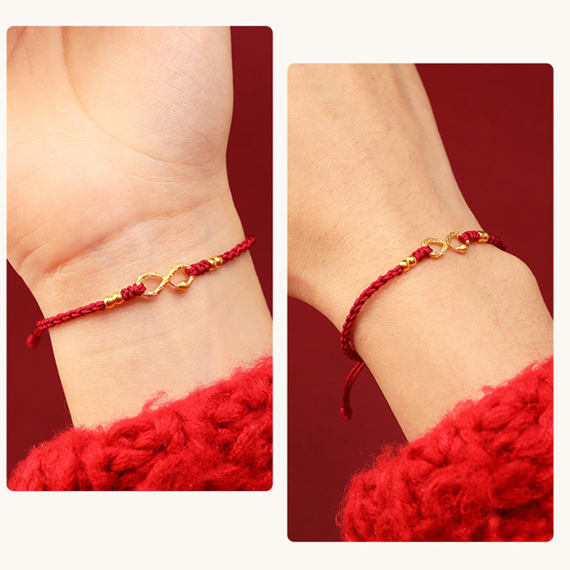 999 Gold Year of the Snake Eternal Endless Knot Infinity Handmade Luck Bracelet