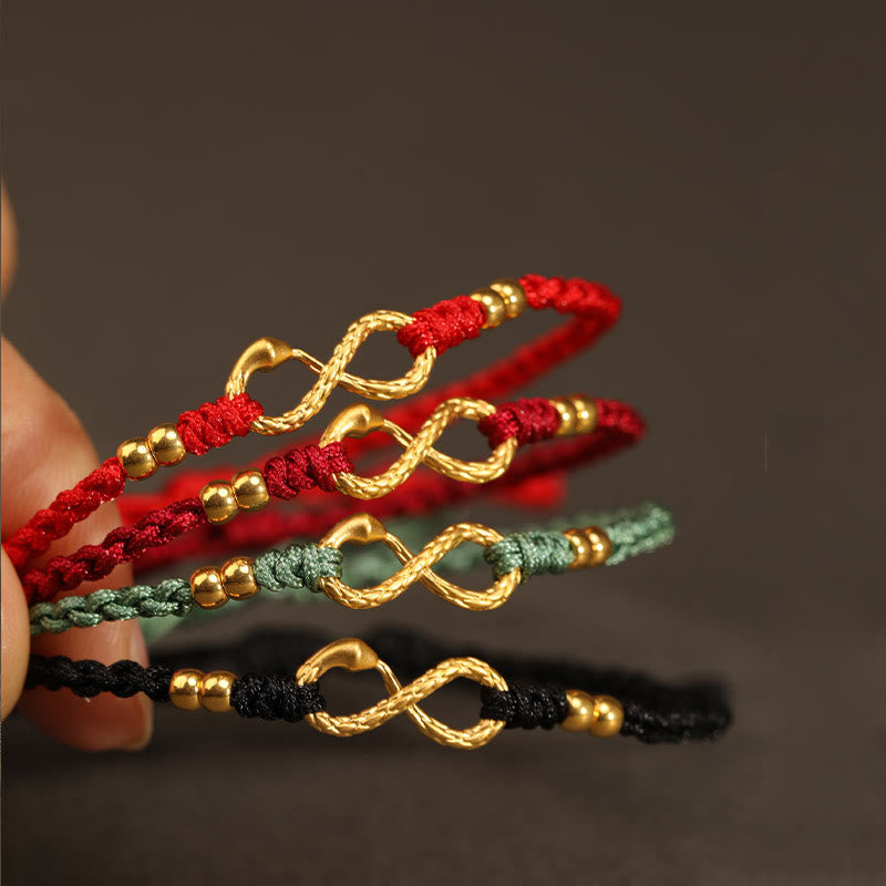 999 Gold Year of the Snake Eternal Endless Knot Infinity Handmade Luck Bracelet