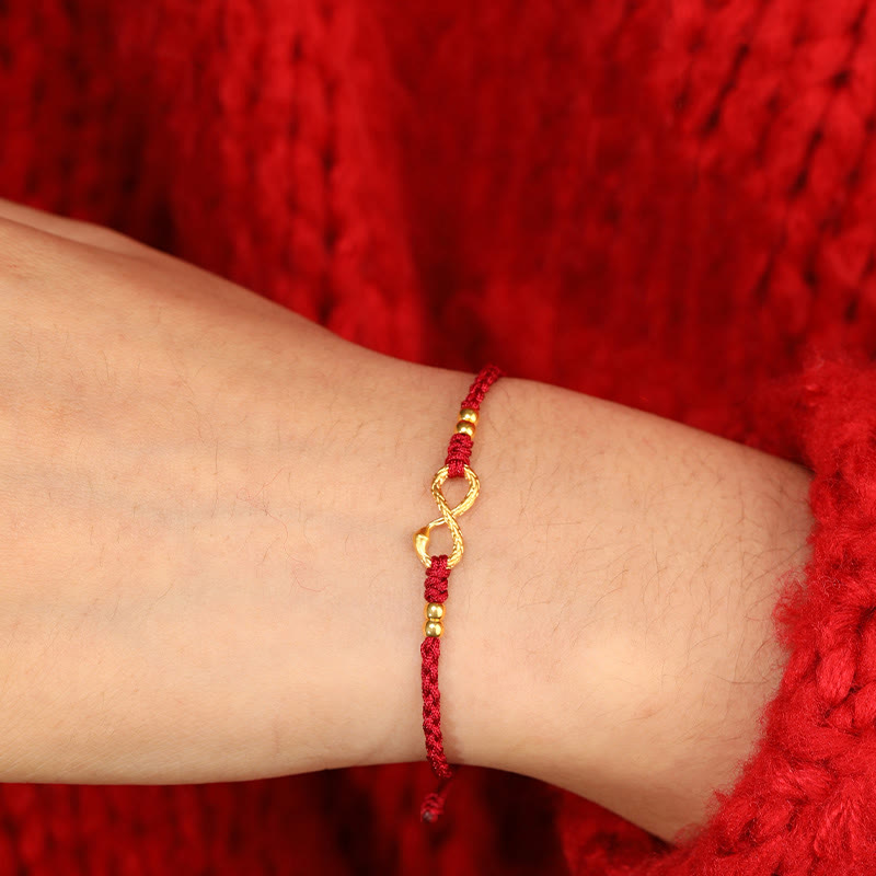 999 Gold Year of the Snake Eternal Endless Knot Infinity Handmade Luck Bracelet