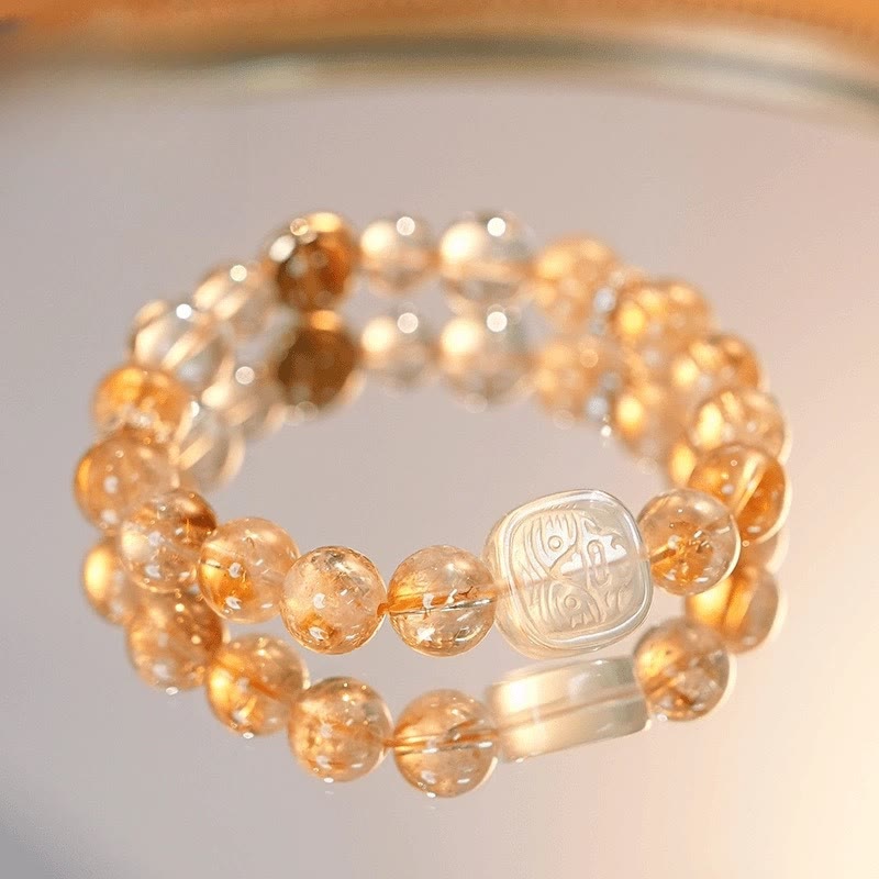 Topaz Citrine Tiger Eye Zakiram Goddess of Wealth Bracelet