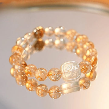 Topaz Citrine Tiger Eye Zakiram Goddess of Wealth Bracelet