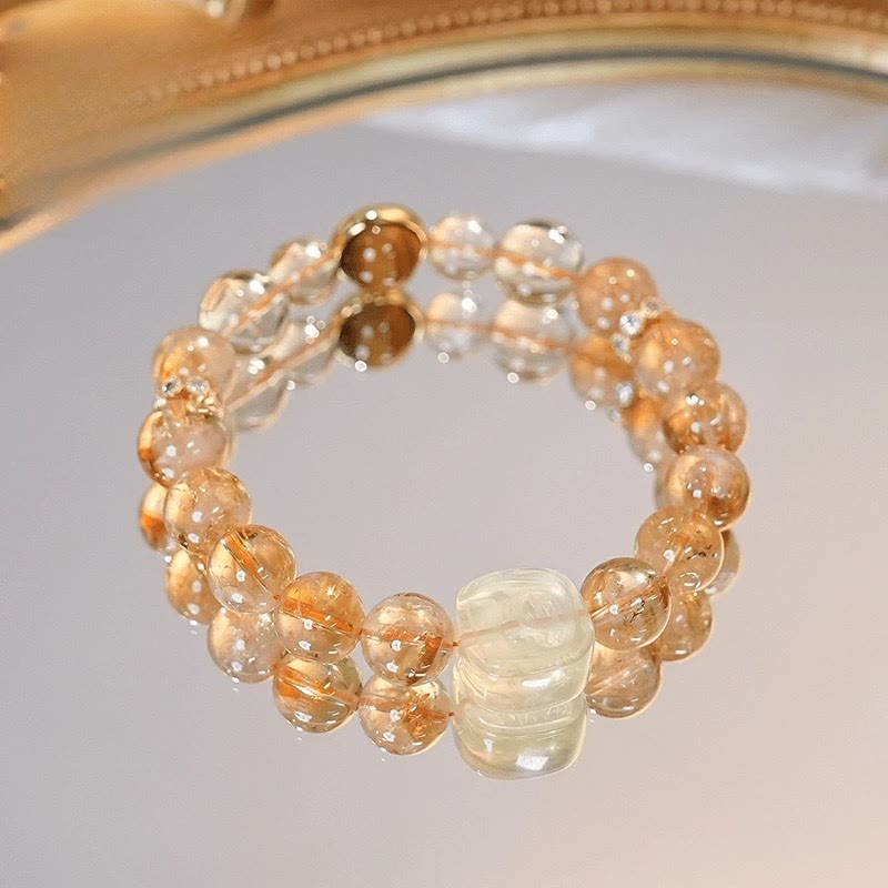 Topaz Citrine Tiger Eye Zakiram Goddess of Wealth Bracelet