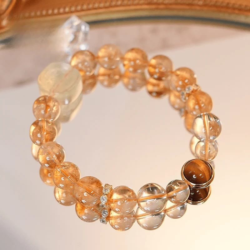 Topaz Citrine Tiger Eye Zakiram Goddess of Wealth Bracelet