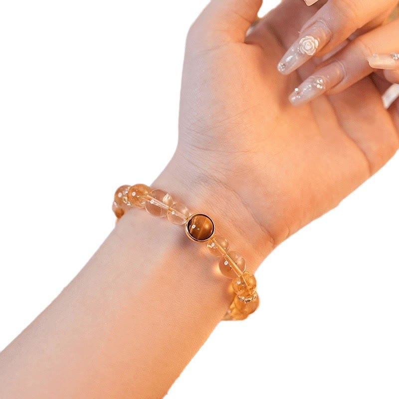 Topaz Citrine Tiger Eye Zakiram Goddess of Wealth Bracelet