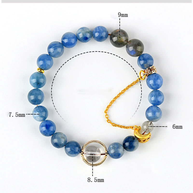 Natural Kyanite Labradorite White Crystal Crescent Moon Communication Bracelet