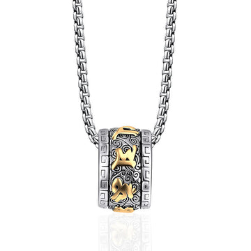 Tibetan Om Mani Padme Hum Titanium Steel Peace Necklace Pendant