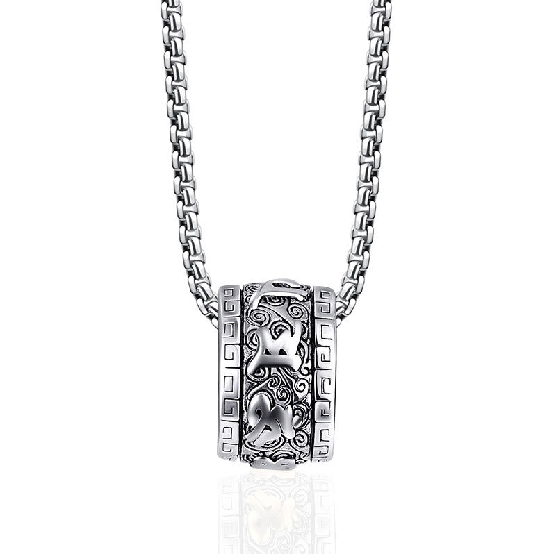 Tibetan Om Mani Padme Hum Titanium Steel Peace Necklace Pendant