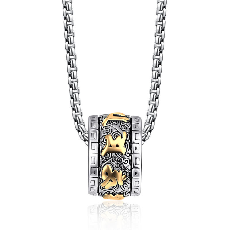 Tibetan Om Mani Padme Hum Titanium Steel Peace Necklace Pendant