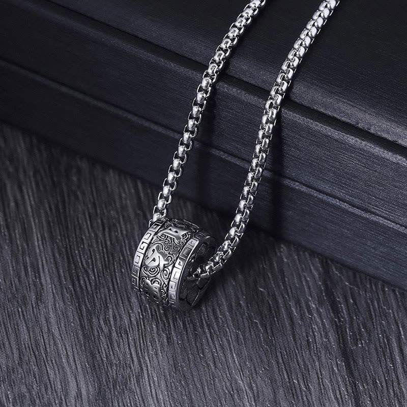 Tibetan Om Mani Padme Hum Titanium Steel Peace Necklace Pendant