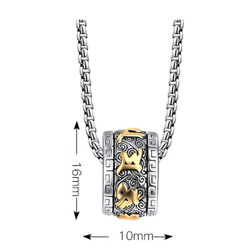 Tibetan Om Mani Padme Hum Titanium Steel Peace Necklace Pendant