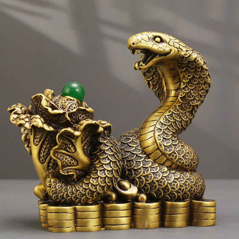 Year Of The Snake Copper Coins Ingots Cabbage Brass Statue Home Decoration