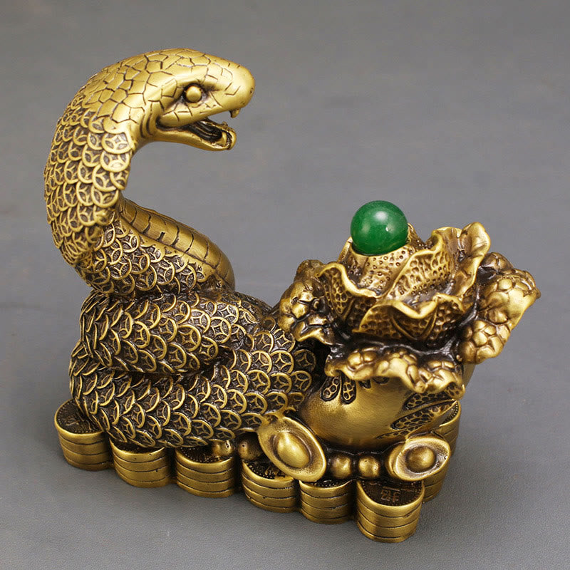 Year Of The Snake Copper Coins Ingots Cabbage Brass Statue Home Decoration