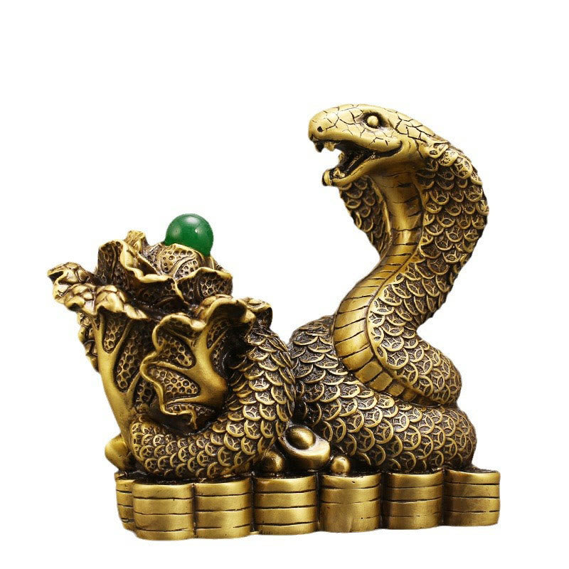 Year Of The Snake Copper Coins Ingots Cabbage Brass Statue Home Decoration