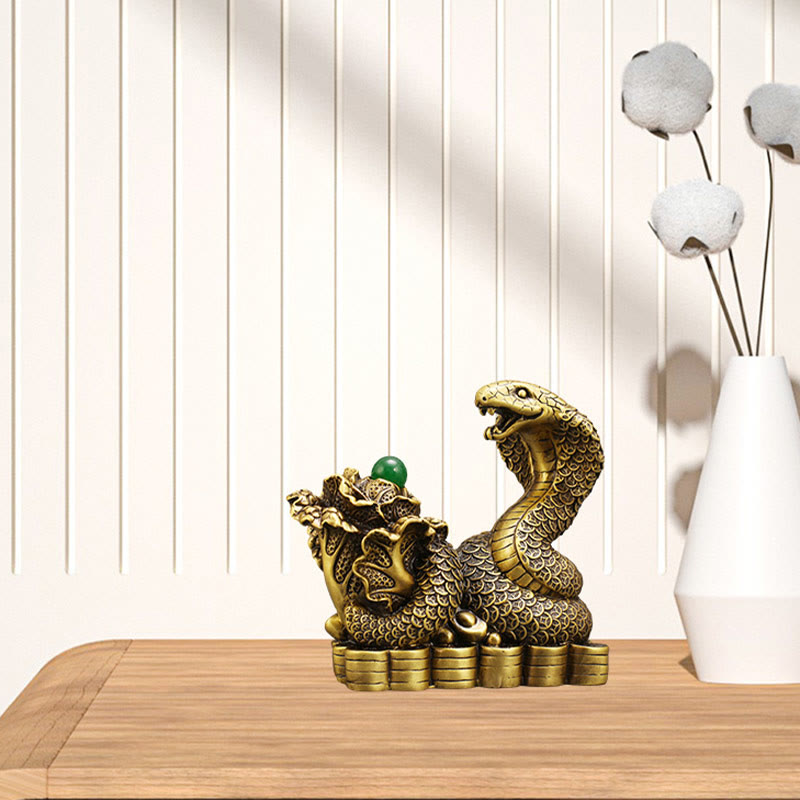Year Of The Snake Copper Coins Ingots Cabbage Brass Statue Home Decoration