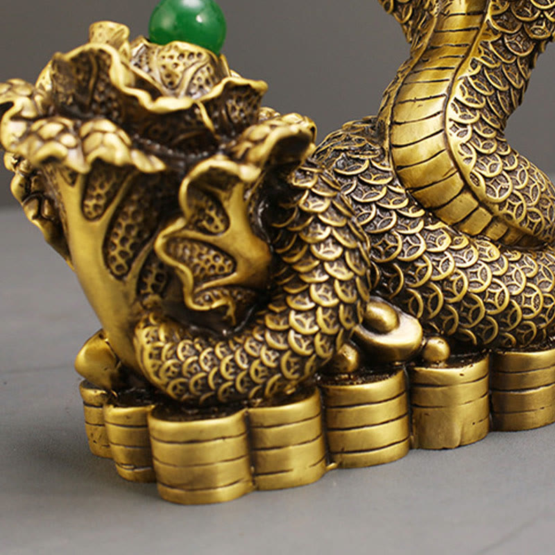 Year Of The Snake Copper Coins Ingots Cabbage Brass Statue Home Decoration