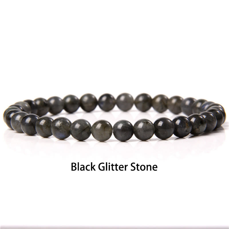6mm Various Stone Crystal Black Glitter Stone Red Tiger Eye Beads Protection Bracelet