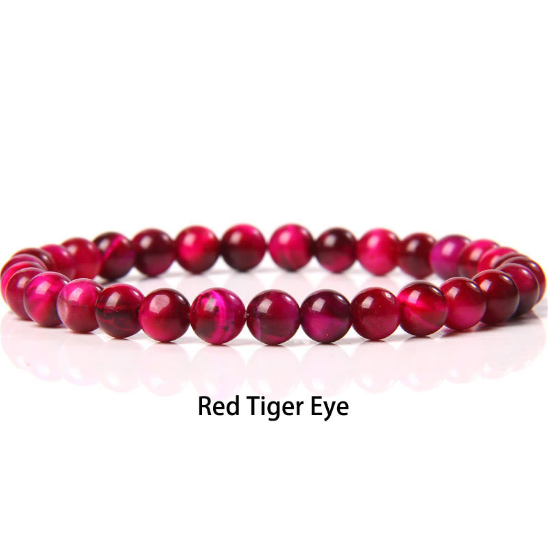 6mm Various Stone Crystal Black Glitter Stone Red Tiger Eye Beads Protection Bracelet