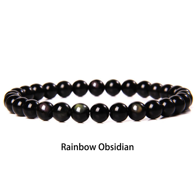 6mm Various Stone Crystal Black Glitter Stone Red Tiger Eye Beads Protection Bracelet