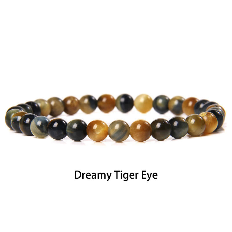 6mm Various Stone Crystal Black Glitter Stone Red Tiger Eye Beads Protection Bracelet