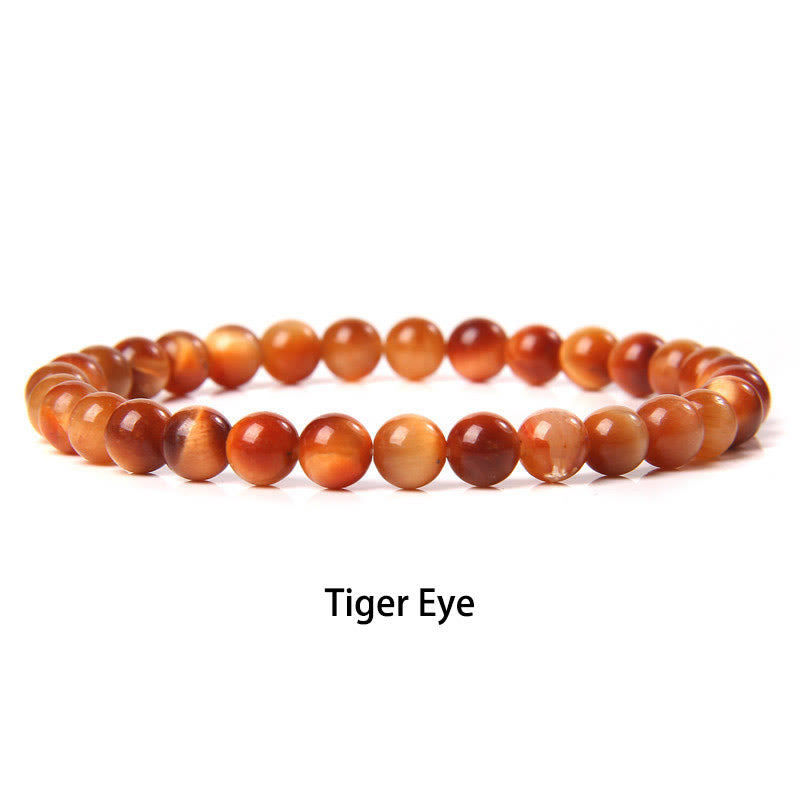 6mm Various Stone Crystal Black Glitter Stone Red Tiger Eye Beads Protection Bracelet
