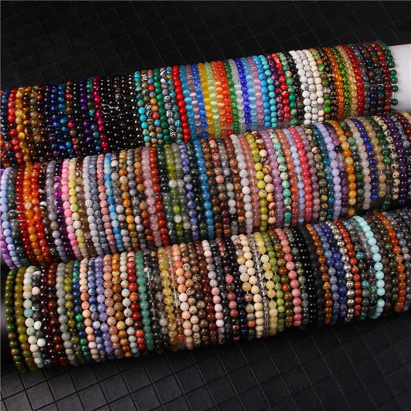 6mm Various Stone Crystal Black Glitter Stone Red Tiger Eye Beads Protection Bracelet
