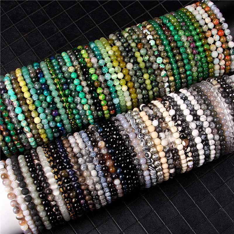 6mm Various Stone Crystal Black Glitter Stone Red Tiger Eye Beads Protection Bracelet