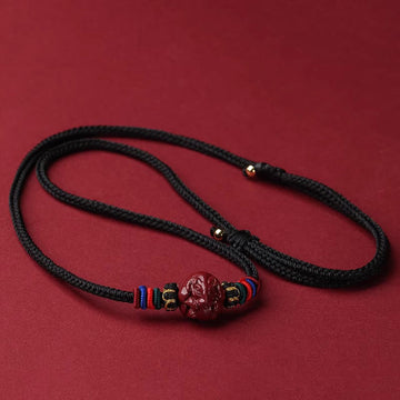 Cinnabar Chinese Zodiac Black String Blessing Necklace Pendants