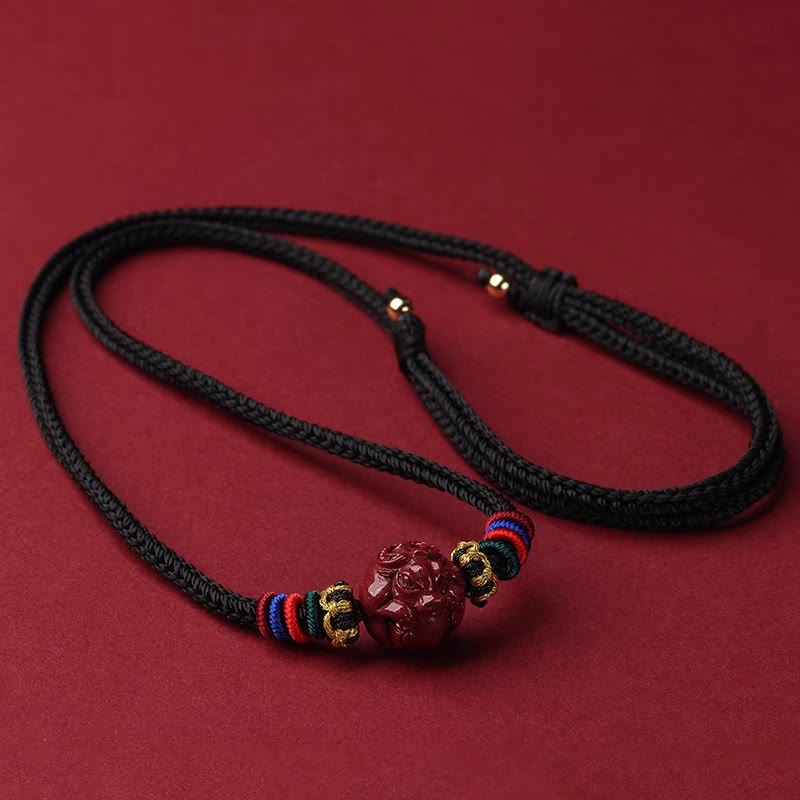 Cinnabar Chinese Zodiac Black String Blessing Necklace Pendants