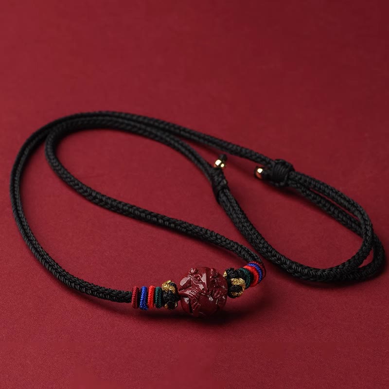 Cinnabar Chinese Zodiac Black String Blessing Necklace Pendants