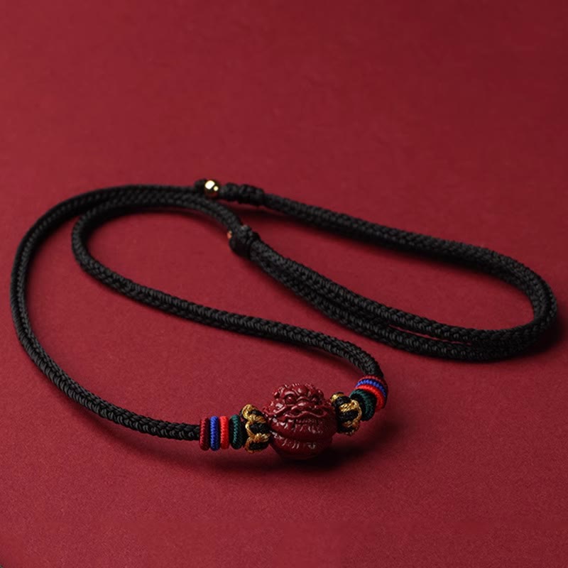 Cinnabar Chinese Zodiac Black String Blessing Necklace Pendants