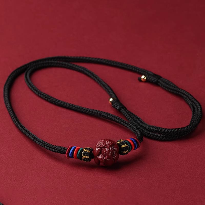 Cinnabar Chinese Zodiac Black String Blessing Necklace Pendants